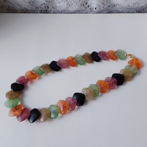 VTG 1986 UNMARKED AVON LUCITE "POLISHED SPECTRUM NECKLACE" GOLD-TONE CLASP 17.5"